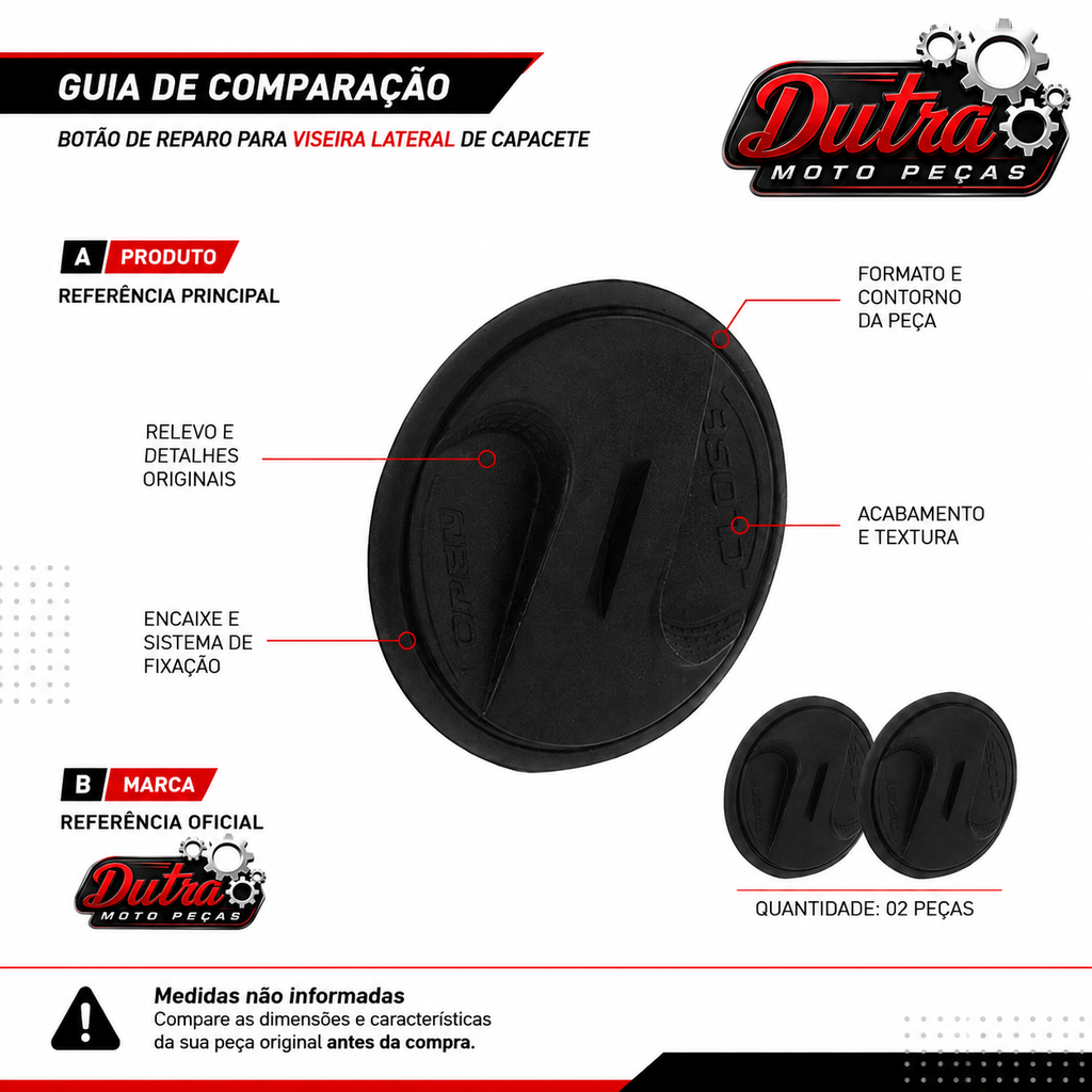 Kit Parafuso Botão Reparo Viseira Capacete New Liberty 3 / New Atomic / Joy 23
