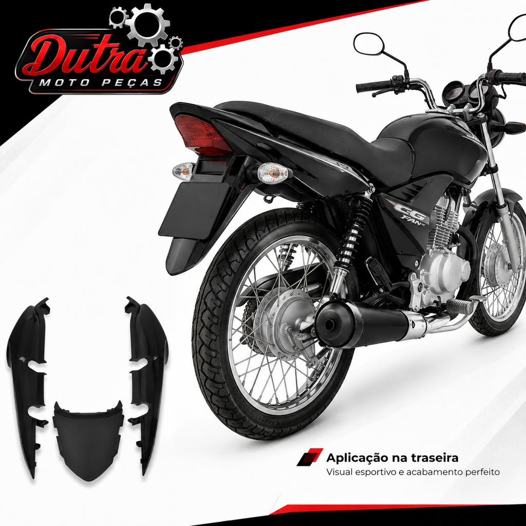 Rabeta Completa Honda Titan 150 Mix Fan 150 Preto 2009 a 2013 Carenagem Traseira