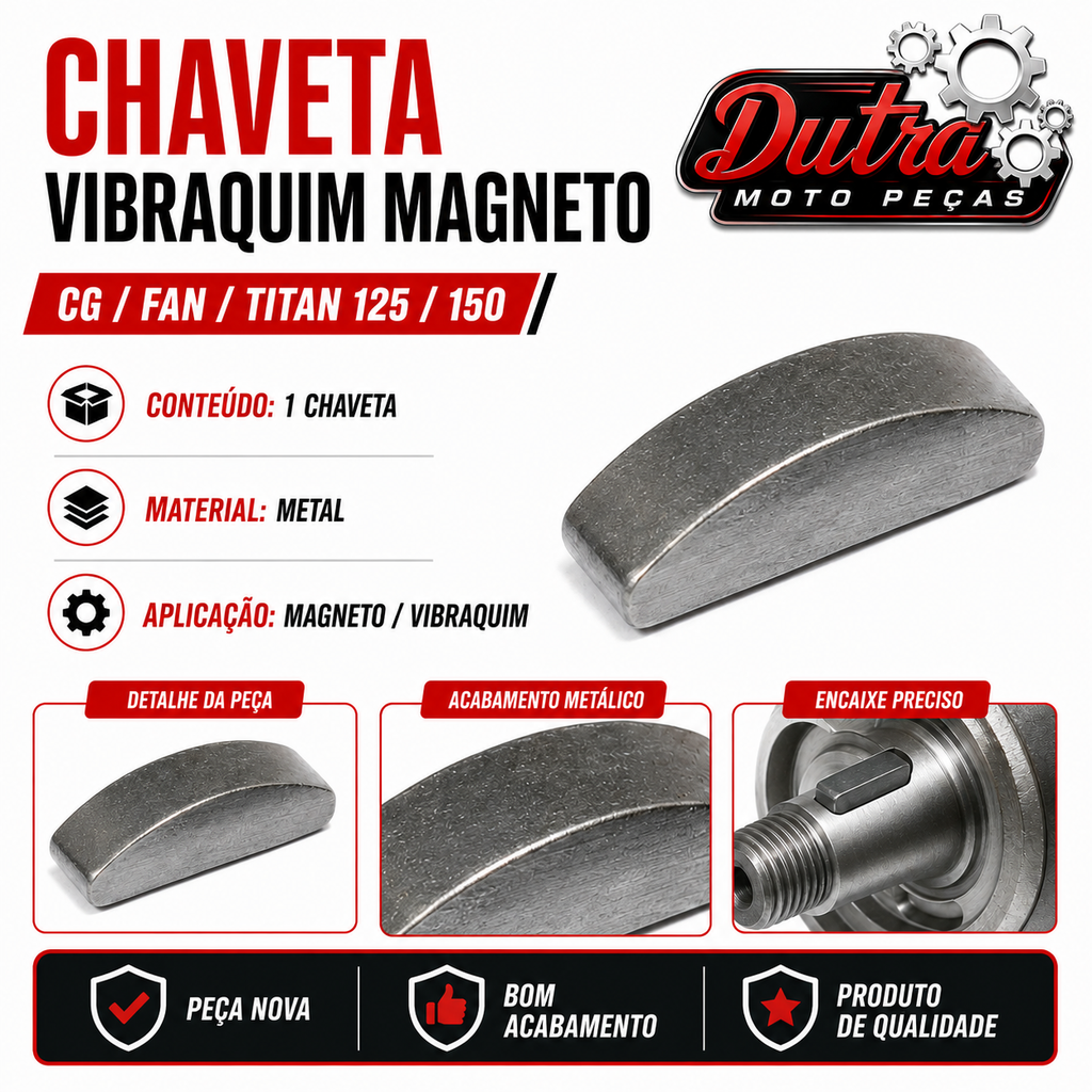 Chaveta Magneto Virabrequim Honda CG 125 150 Titan Fan Meia Lua Volante