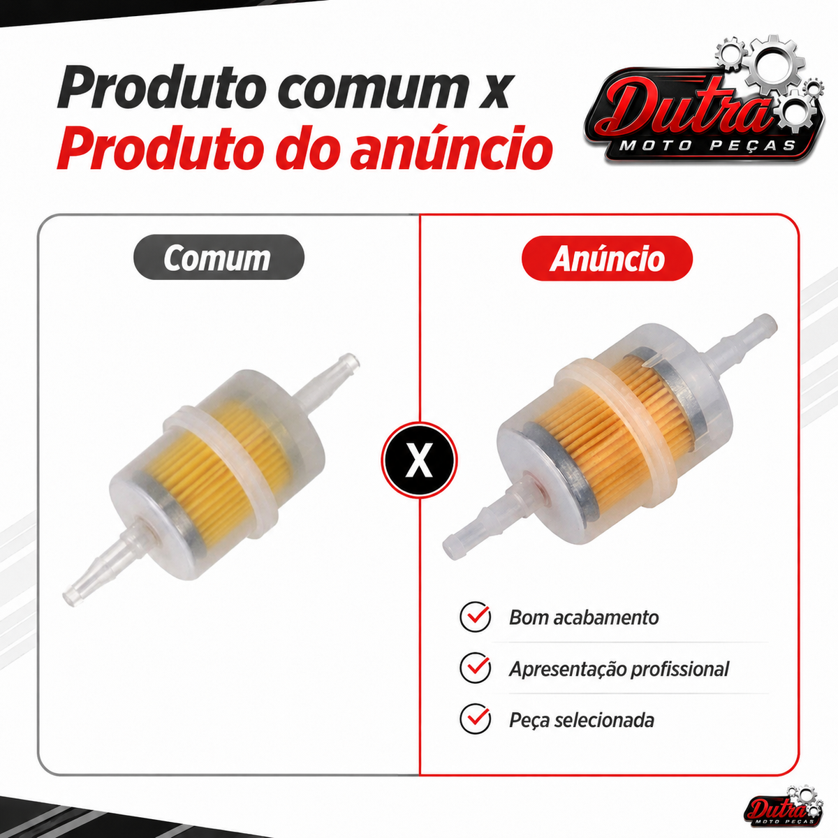 Filtro de Combustível Universal Para Moto Carburada Carburador Em Linha