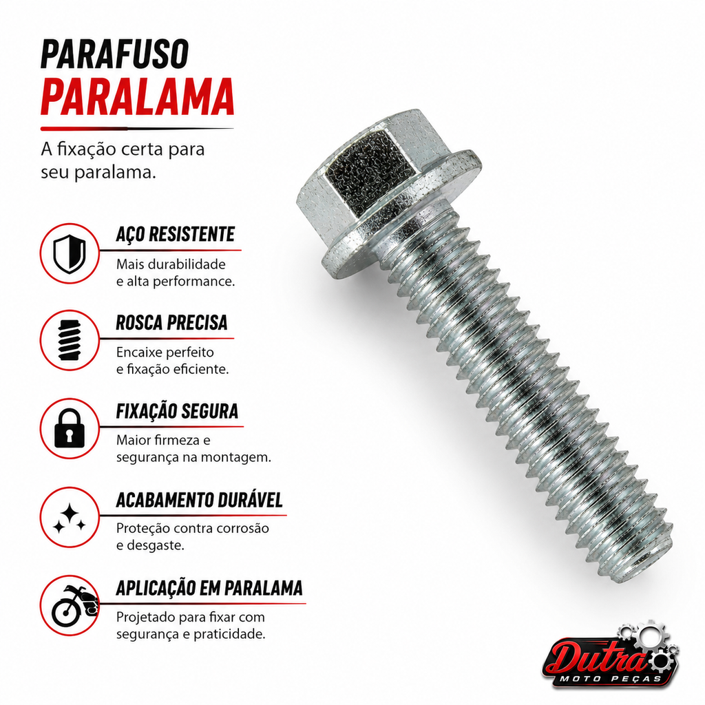 Parafuso Flange Paralama Dianteiro Honda CG Titan Fan Start 125 150 160 6x25 Chave 8mm