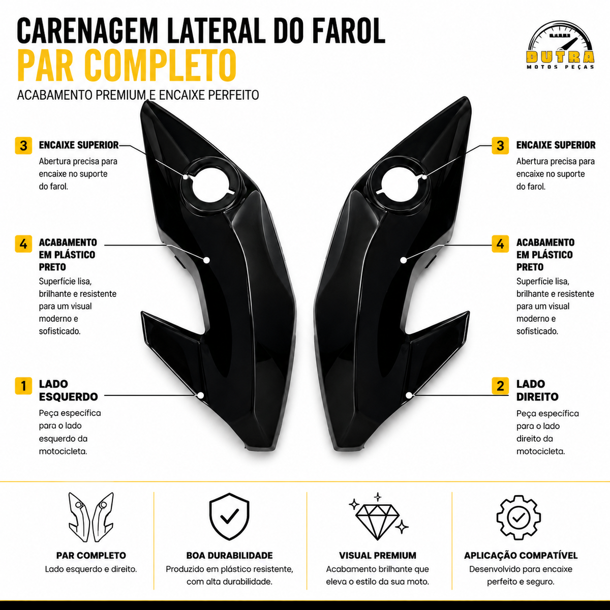 Par Bananinhas Carenagem Lateral Farol Honda CG Titan 150 Fan 125 150 160 2014 a 2021