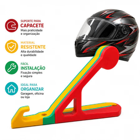 Suporte Multifuncional para Capacete e Chaves universal colorido