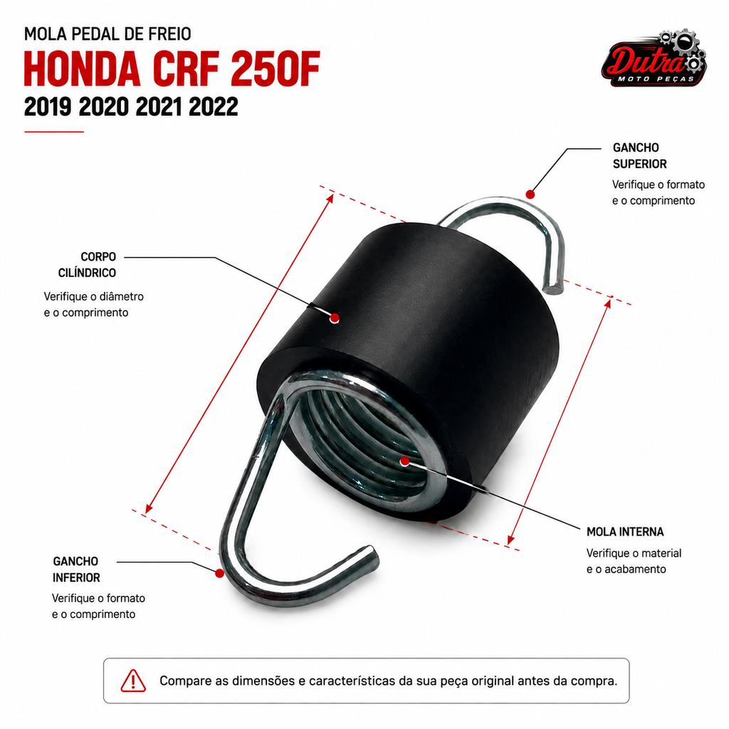 Mola Pedal De Freio Honda CRF 250F 2019 2020 2021 2022 Retorno Pedal