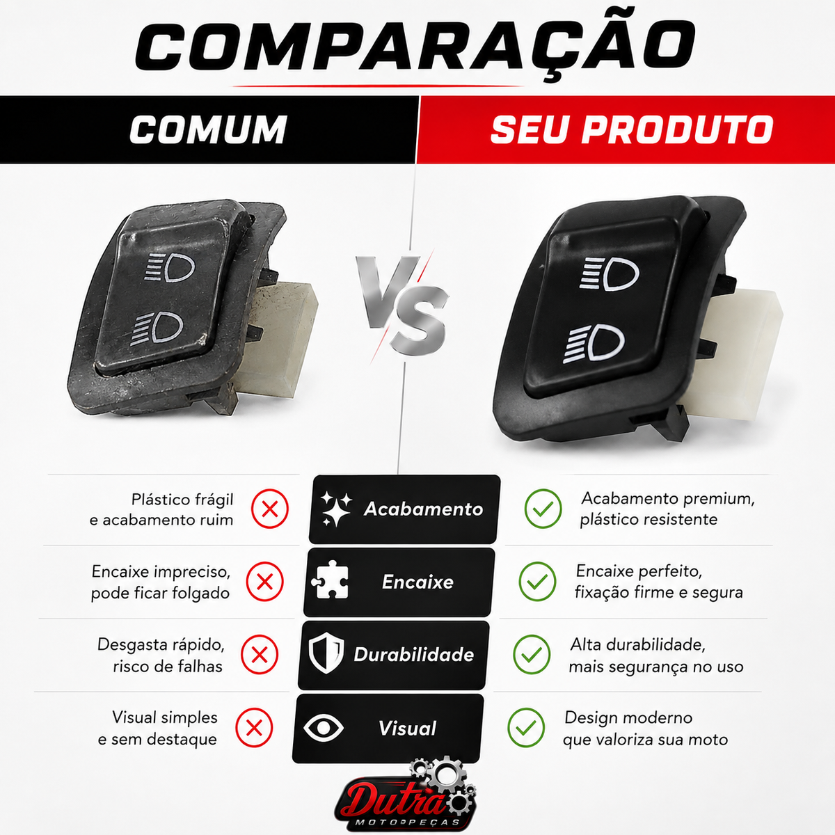 Interruptor Botão Farol Alto Baixo Honda PCX 150 2014 2015 Chave Luz