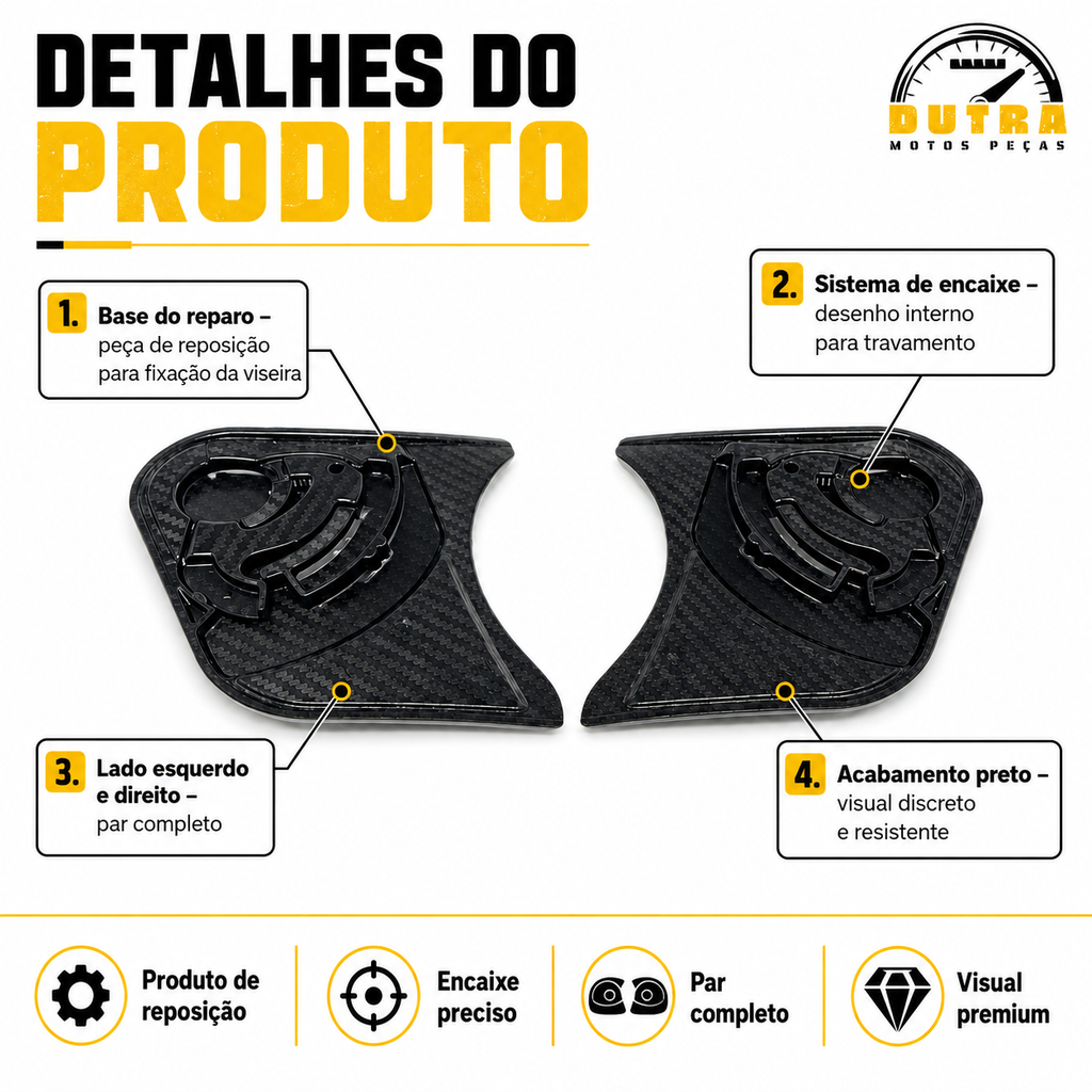 Par Kit Reparo Fixador Viseira Capacete EBF E0X New Spark E17 Flash Black Edition Polivisor