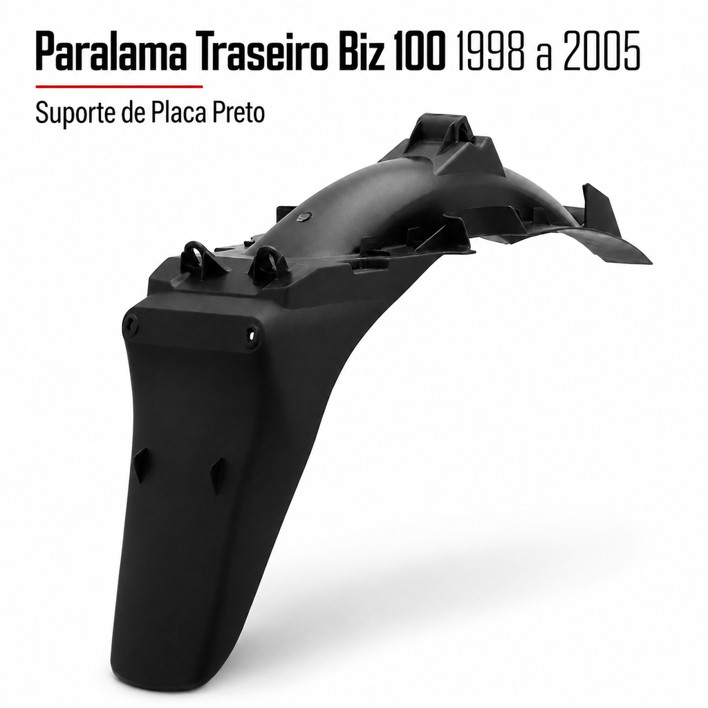 Paralama Traseiro Biz 100 1998 a 2005 Suporte de Placa Preto
