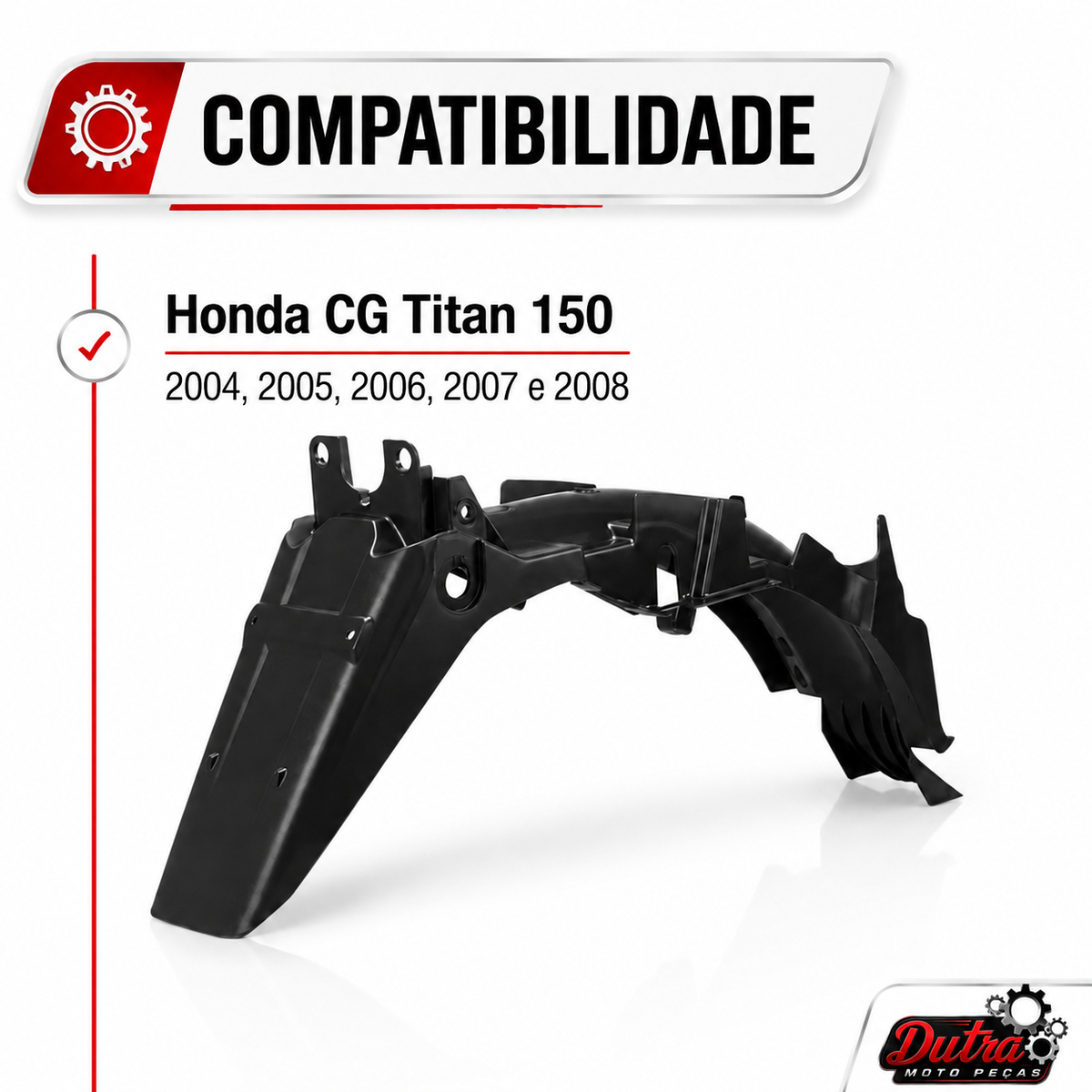 Paralama Traseiro Titan 150 2004 a 2008 Melc Preto