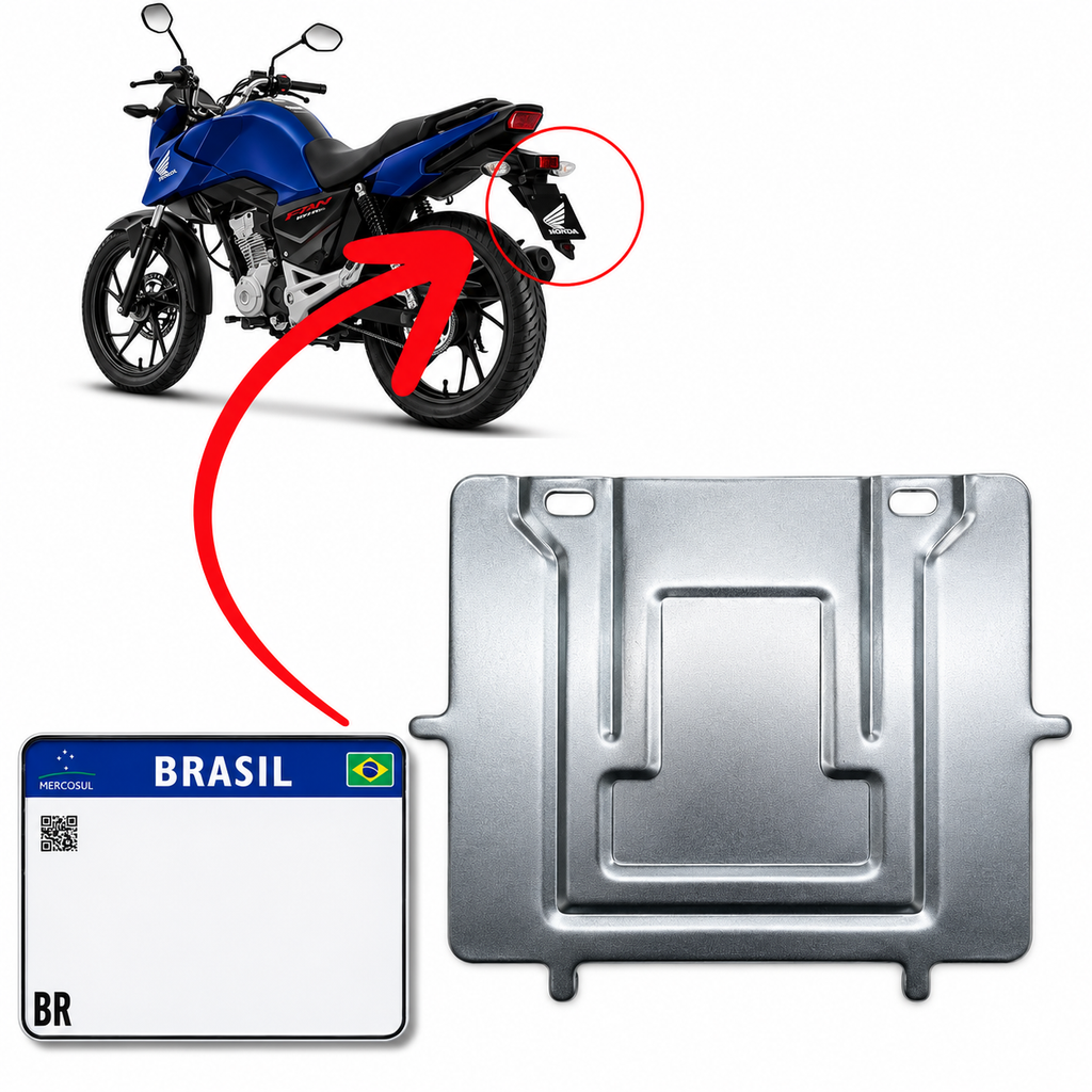 Suporte Protetor Placa Moto Mercosul Universal Moldura Ferro
