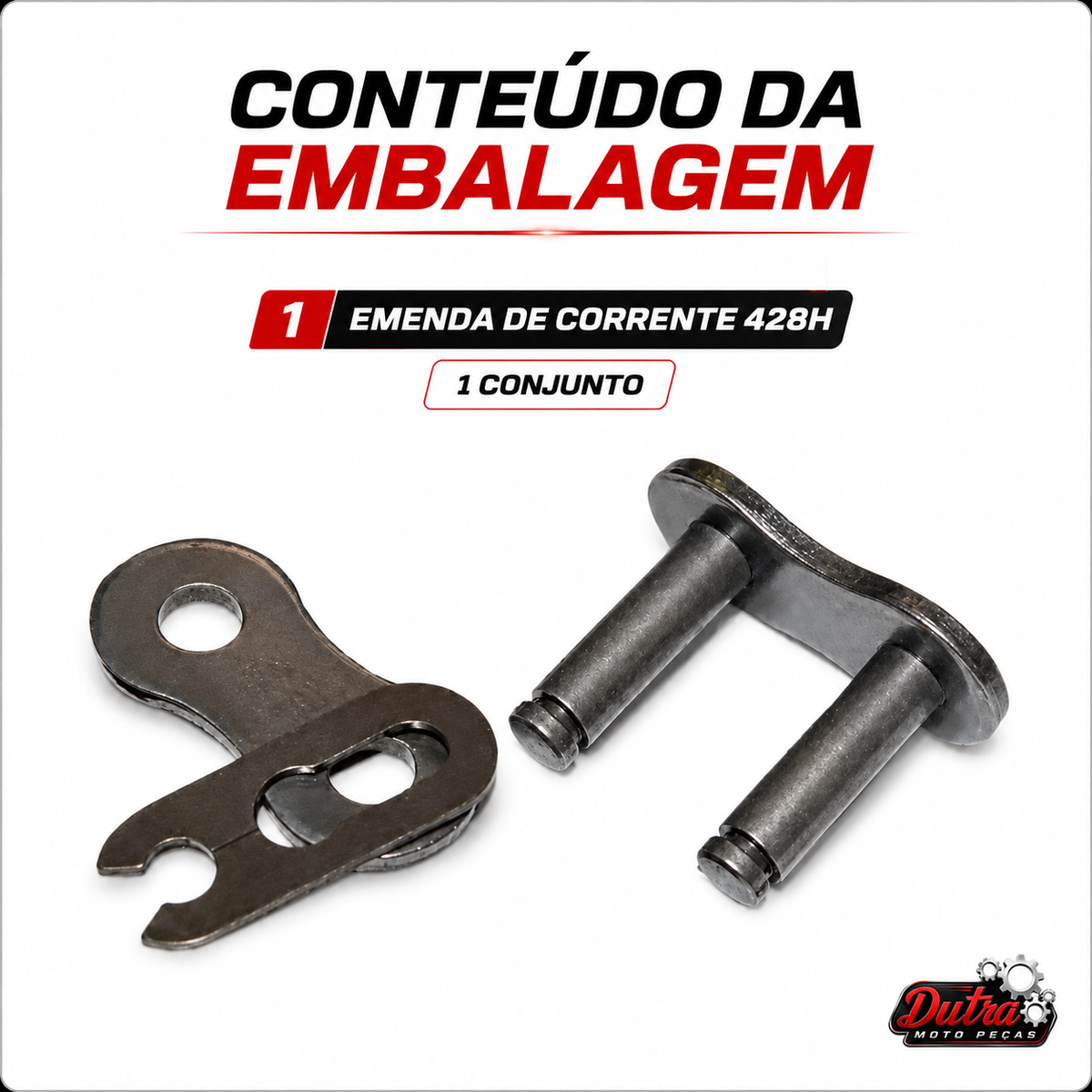 Emenda Corrente 428H Sem Retentor Honda CG Titan YBR Dafra Speed Yes 125 Trava Clip