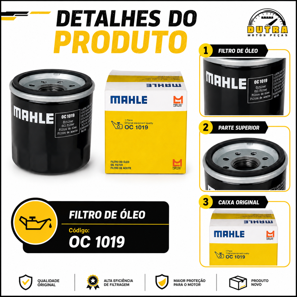 Filtro de Óleo Mahle OC1019 Motor Honda CRF1000L Africa Twin 1000 2016 a 2019 Manual DCT
