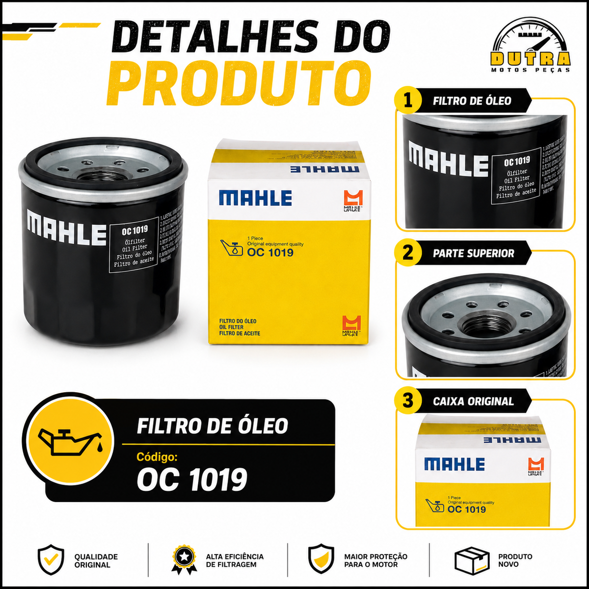 Filtro de Óleo Mahle OC1019 Motor Honda CRF1000L Africa Twin 1000 2016 a 2019 Manual DCT