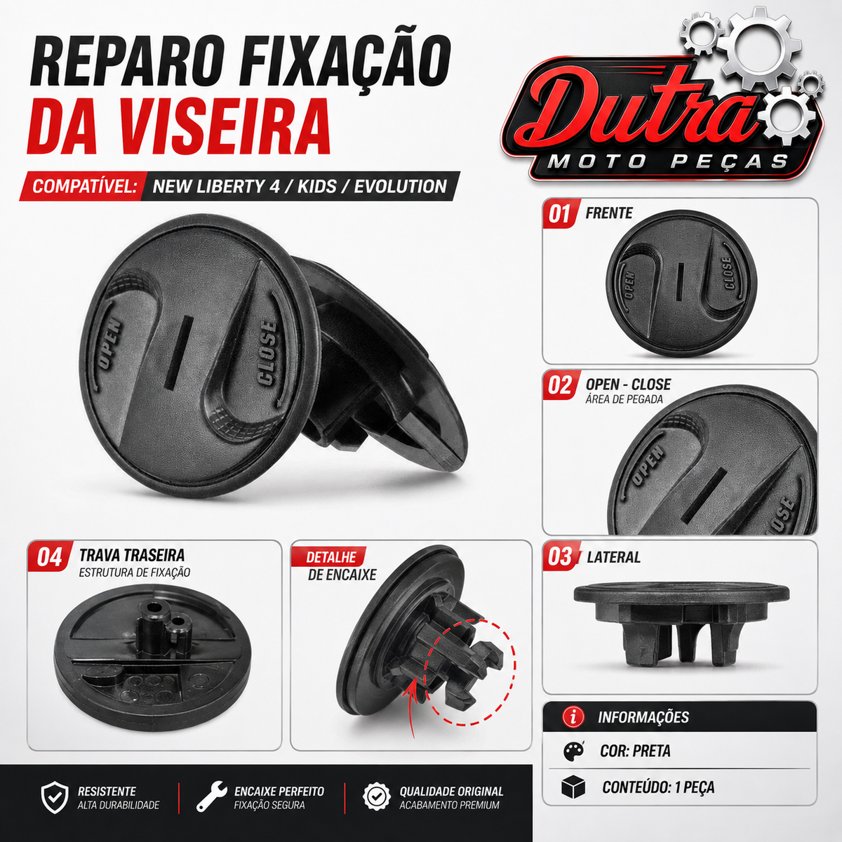 Reparo Fixação da Viseira New Liberty 4 / Kids / Evolution Original - Pro Tork
