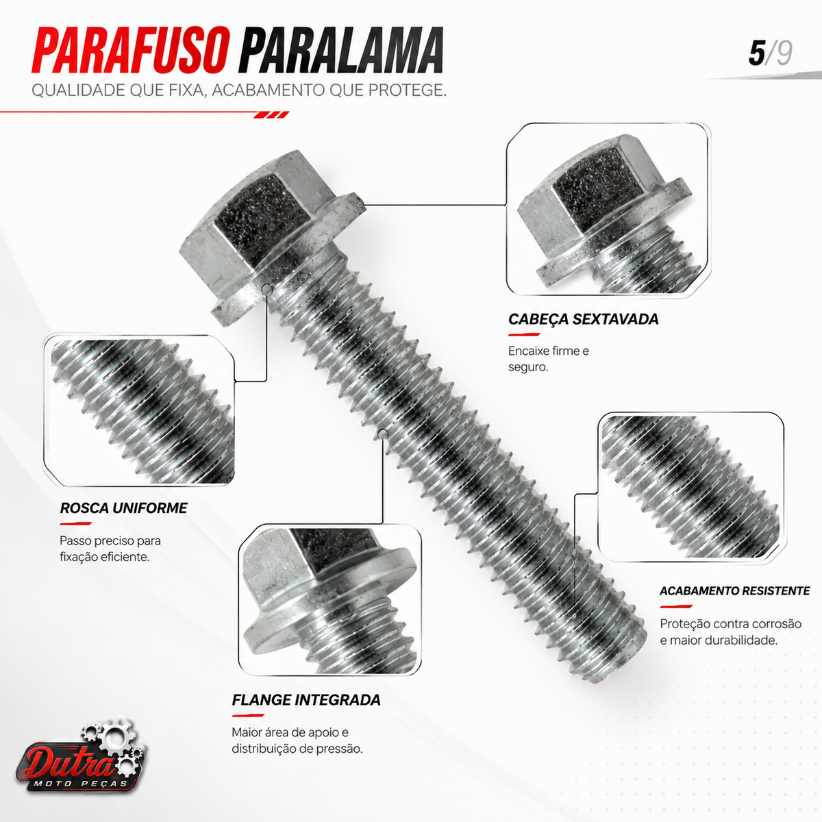 Parafuso Flange Paralama Dianteiro Honda CG Titan Fan Start 125 150 160 6x25 Chave 8mm