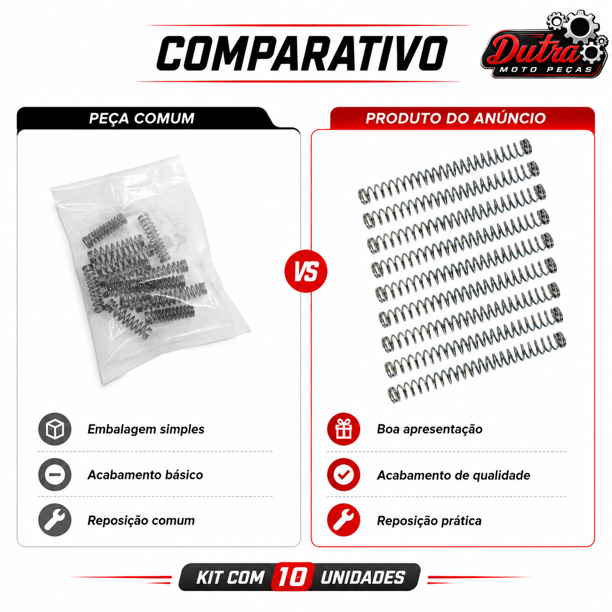 Kit 10 Molas Varão Vareta De Freio Universal Para Moto Modelo Original