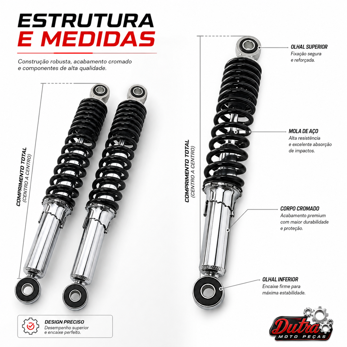 Par Amortecedor Traseiro Honda Biz 125 Biz 110i Pop 110i Padrão Modelo Original