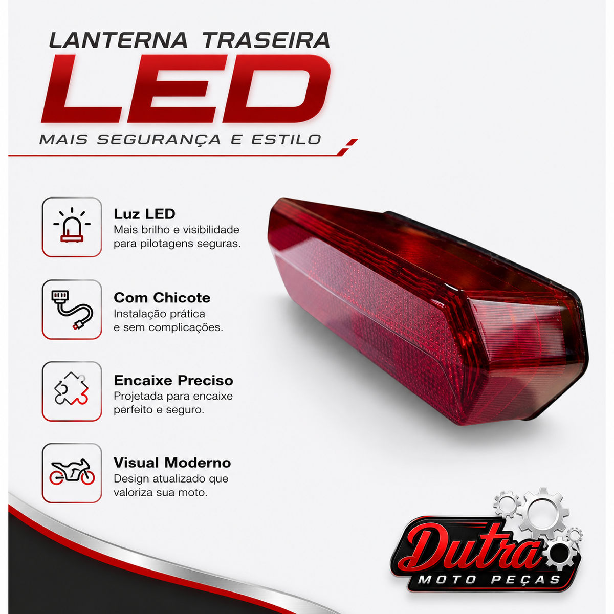 Lanterna Traseira LED Com Chicote Honda CG 160 Titan Fan 2025 Luz Freio