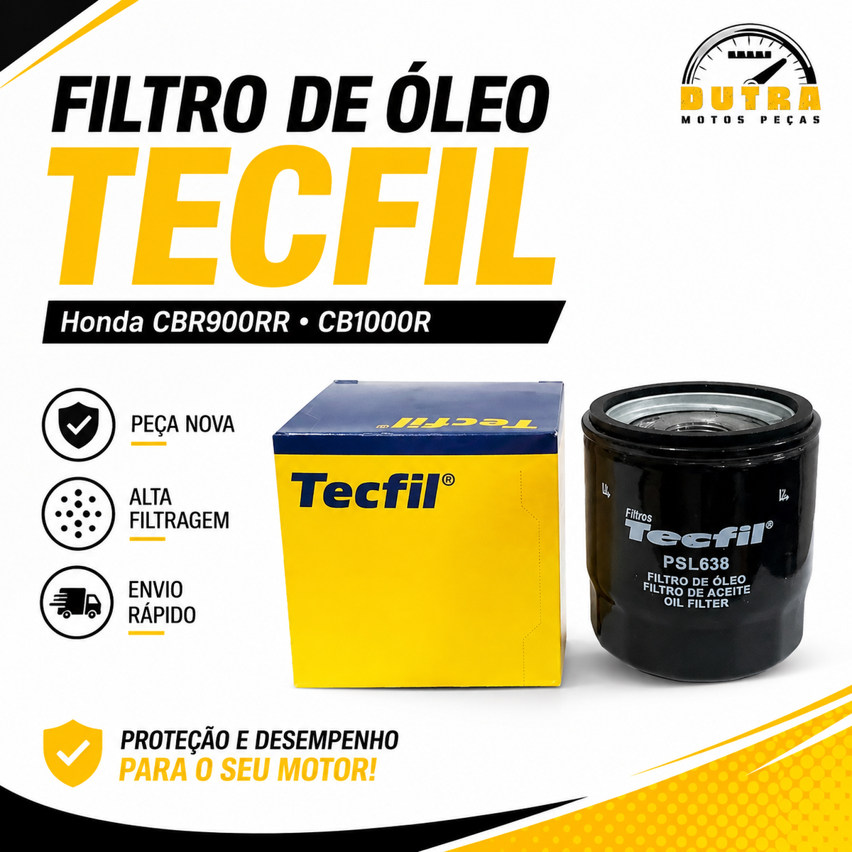 Filtro de Óleo Mahle OC1019 Moto Kawasaki Ninja 300 400 Z400 Z650 ER6N Versys Yamaha MT07