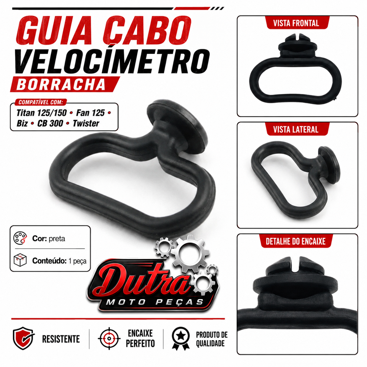 Guia Cabo Velocímetro Borracha Titan 125/150/Fan 125/Biz/Cb 300 Twister
