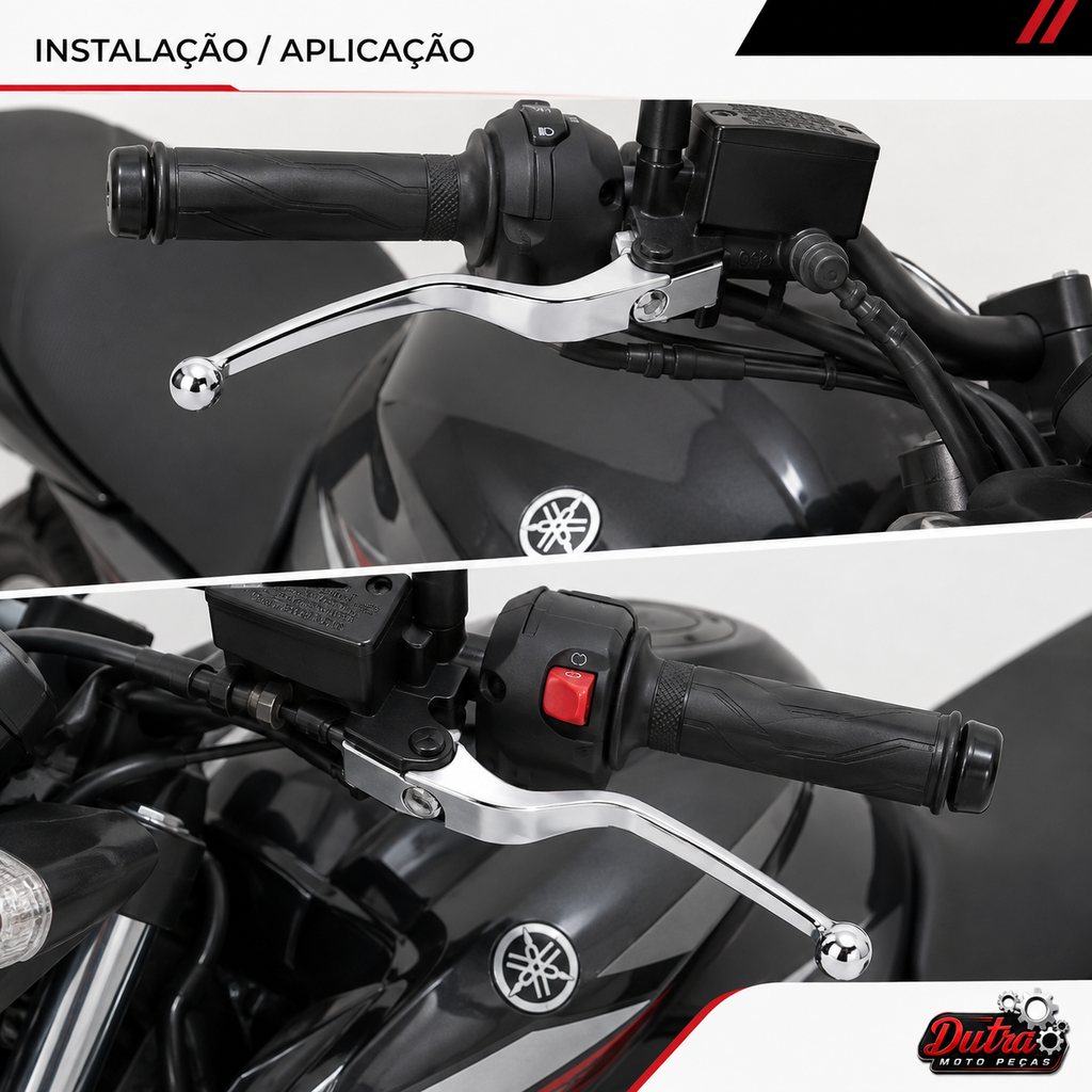 Par de Manetes Cromado/Polido Yamaha Fazer 250 Lander Tenere Factor 150 YBR Crosser Feio e Embreagem