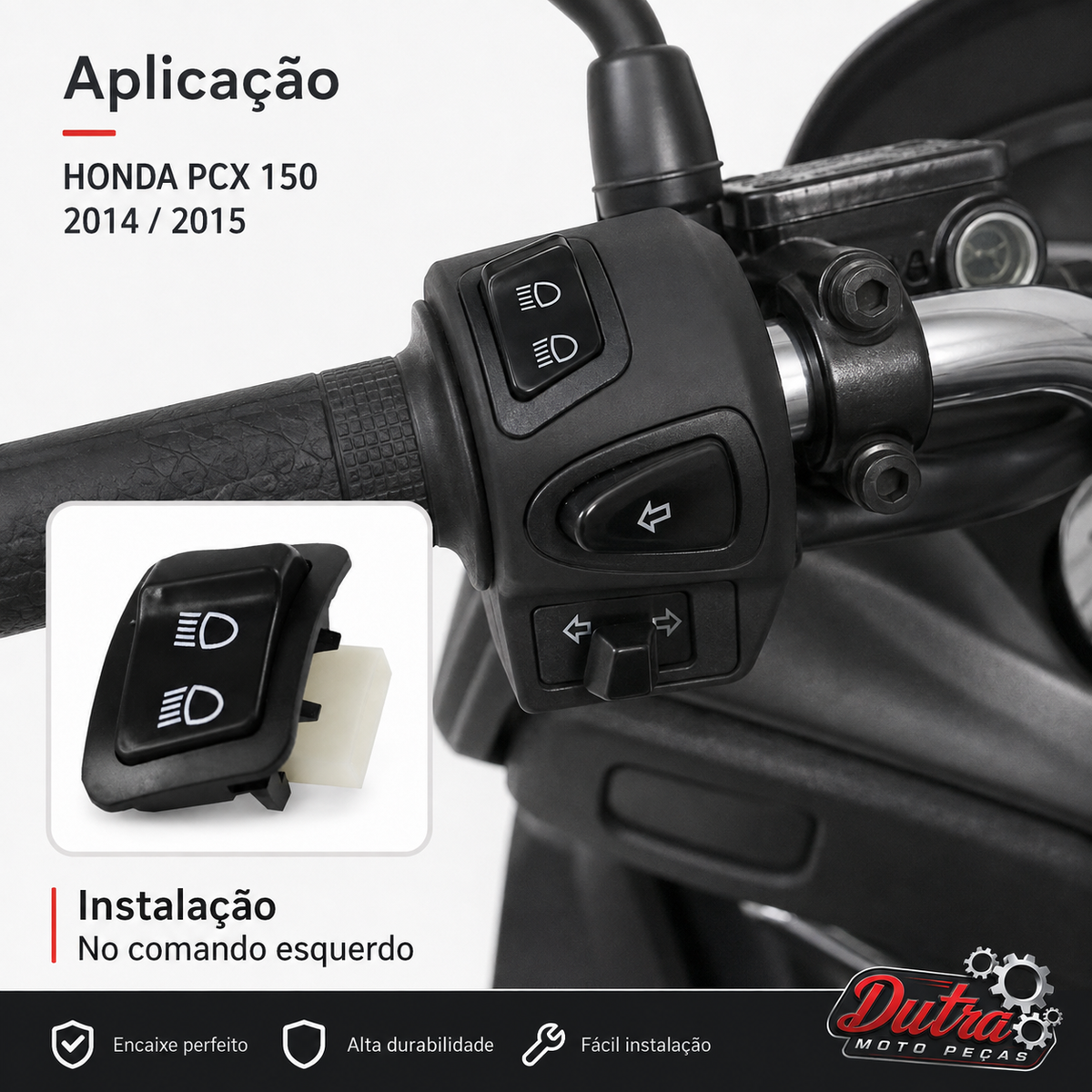 Interruptor Botão Luz Farol Alto Baixo Honda Biz 100 Biz 125 Chave Comando