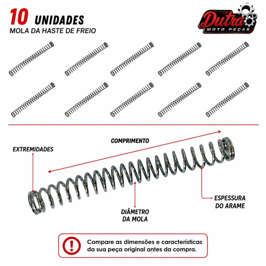 Kit 10 Molas Varão Vareta De Freio Universal Para Moto Modelo Original