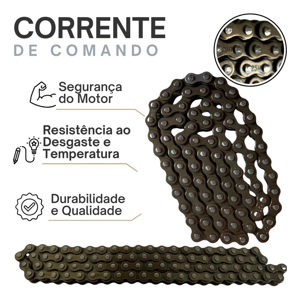 Kit Tensor Corrente Comando Completo Honda Biz 100 Pop 100 Coroa Engrenagens