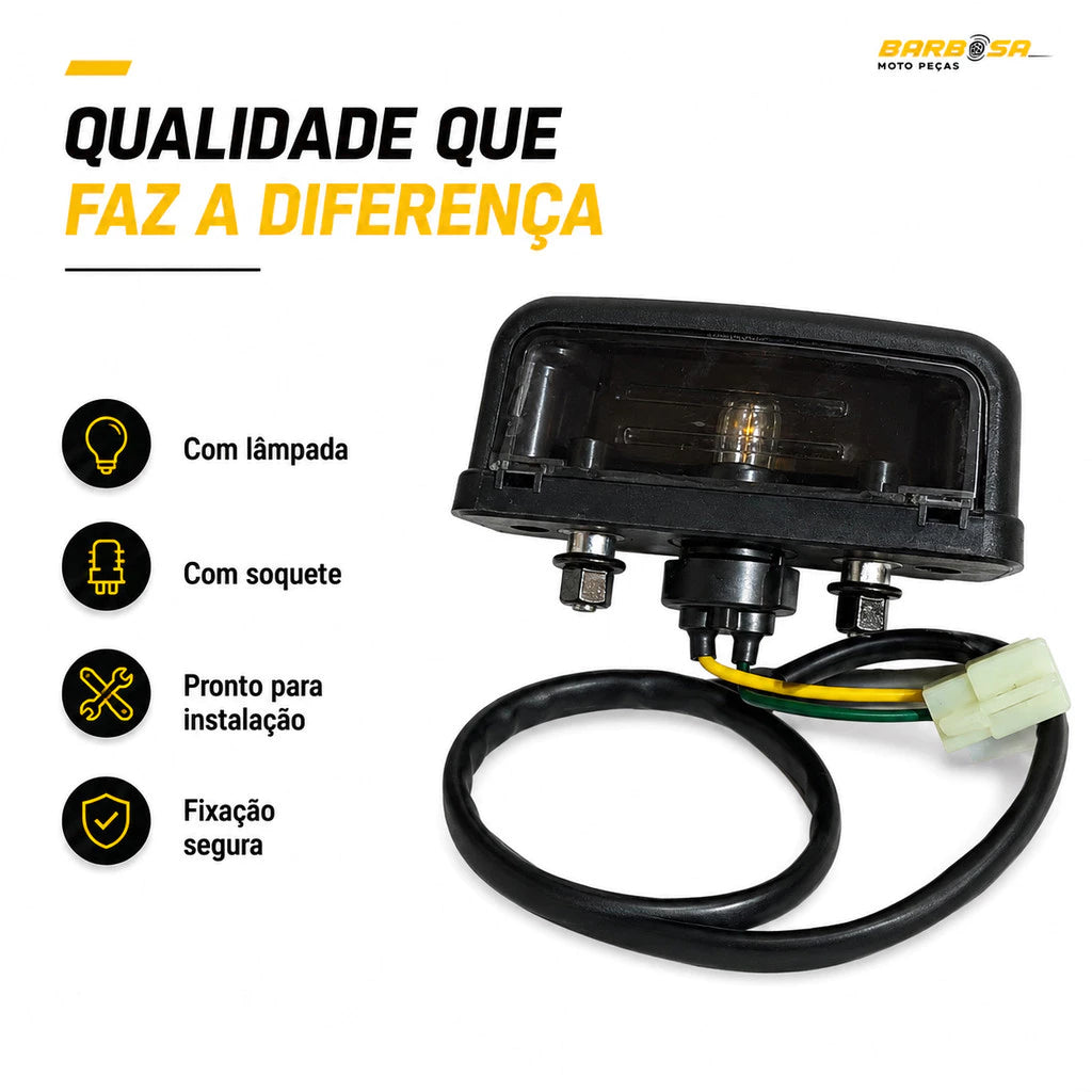 Lanterna Placa Nxr Bros 150 Bros 160 Xre 190 Com Lâmpada e Soquete